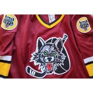 Chicago Wolves 90s BAUER jersey M red gold IHL hockey vintage